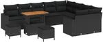 vidaXL Gartensofa-Set mit Kissen 13 Stk Schwarz Poly-Rattan 3363604