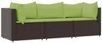 vidaXL 3-Tlg Garten-Lounge-Set mit Kissen Braun Poly Rattan 319830