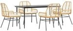 vidaXL 5-Tlg Garten-Essgruppe mit Kissen Braun Poly Rattan Glas 3334460