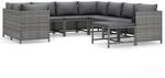 vidaXL 9-tlg Garten-Lounge-Set mit Kissen Poly Rattan Grau Modell 8