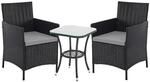 Svita Brooklyn Bistro Gartenm&ouml;belset 3-tlg. Rattan Outdoor Gartenlounge Schwarz