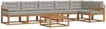 vidaXL Outdoor-Sofagarnitur mit Kissen 7-Tlg Natur und Hellgrau 3367674