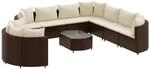 vidaXL 10-tlg Garten-Sofagarnitur mit Kissen Braun Poly Rattan Modell 14