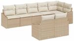 vidaXL Gartensofa-set mit Kissen 8-Tlg Beige und Wei&szlig; Poly-Rattan 3355440