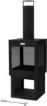 Ml-Design Gartenkamin mit Schornstein 128x40 cm Schwarz Stahl Outdoor