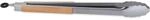 Relaxdays Grillzange Edelstahl Holz Silber Natur Feststellbar 42,5 cm x 4,5 cm x 3,5