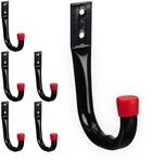 Relaxdays Wandhaken 6er Set Stahl Kunststoff Schwarz Rot Gummiert 12 cm x 2 cm x 8,5