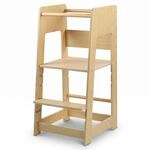 Relaxdays Lernturm Holzwerkstoff Natur H&ouml;henverstellbar Rutschfest Kippsicher 90 cm