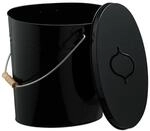 Relaxdays Ascheeimer Stahl Schwarz mit Deckel 34 cm x 35 cm x 35 cm 1,2 kg
