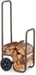 Relaxdays Kaminholzwagen Stahl Braun mit Gummireifen 109,5 cm x 41 cm x 45 cm 5,3 kg