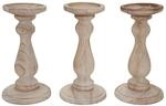 MCW 3er Set Kerzenst&auml;nder T361 Shabby-Look Vintage H&ouml;he 24cm Naturbraun