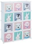 Relaxdays Kinderregal Kunststoff und Eisen Wei&szlig; mit 8 F&auml;chern und Kleiderstangen