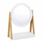 Relaxdays Kosmetikspiegel Bambus MDF Natur Wei&szlig; Schwenkbar 57 cm x 43 cm x 22 cm 2,9