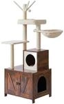 Relaxdays Kratzbaum MDF Wei&szlig; mit Katzenklo-Schrank 150 cm x 60 cm x 49 cm 17,1 kg