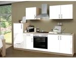 Menke K&uuml;chenzeile Premium 270 cm Wei&szlig; Hochglanz-Sonoma Eiche Nachbildung