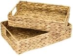 HMF 37260-S2 Deko Tablett Serviertablett Geflochten Wasserhyazinthe 2er Set Eckig 35
