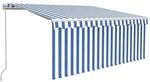vidaXL Markise Manuell Einziehbar mit Rollo LED 3,5x2,5m Blau Wei&szlig; 3069281