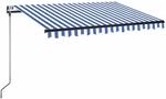 vidaXL Automatische Markise mit LED Windsensor 350x250 cm Blau Wei&szlig; 3069091