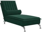 vidaXL Massage-Chaiselongue mit Nackenrolle Dunkelgr&uuml;n Samt 379461
