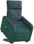 vidaXL Elektrischer Massagesessel mit Aufstehhilfe Dunkelgr&uuml;n Stoff 3206732