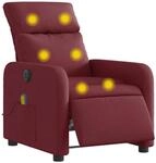 vidaXL Massagesessel Elektrisch Weinrot Stoff 3206693