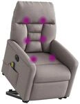 vidaXL Elektrischer Massagesessel mit Aufstehhilfe Taupe Stoff 3303069