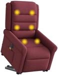 vidaXL Elektrischer Massagesessel mit Aufstehhilfe Weinrot Stoff 3303347