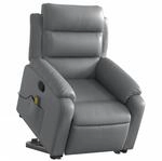 vidaXL Massagesessel mit Aufstehhilfe Grau Kunstleder 3205052