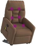 vidaXL Massagesessel mit Aufstehhilfe Braun Stoff 3303046