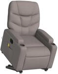 vidaXL Elektrischer Massagesessel mit Aufstehhilfe Taupe Stoff 3204640