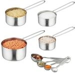 Relaxdays Messbecher und Messl&ouml;ffel Set Edelstahl Silber 8-teilig