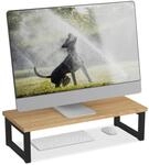 Relaxdays Monitorst&auml;nder MDF Eisen Natur Schwarz Ergonomisch 15 x 55 x 23 cm 2 kg