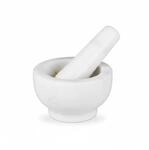 Relaxdays M&ouml;rser mit St&ouml;&szlig;el Marmor Wei&szlig; Standfest 6 cm x 10 cm 120 ml