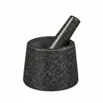 Relaxdays M&ouml;rser mit St&ouml;&szlig;el Granit Grau Marmoriert Standfest 10 cm x 13,5 cm 2,5