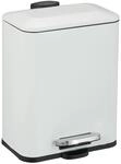 Relaxdays Bad M&uuml;lleimer Metall Wei&szlig; Softclose 5, 29 cm x 23 cm x 20 cm 1 kg