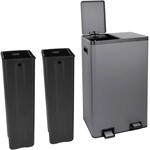 SVITA TMH2X30 M&uuml;lleimer 60L M&uuml;lltrennsystem 2 F&auml;cher 2x30L Softclose Stahl Grau