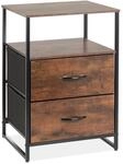 Relaxdays Nachttisch Metall MDF Schwarz Braun mit 2 Schubladen 70 cm x 45 cm x 40 cm