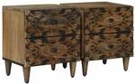 vidaXL Nachttisch 2 Stk Braun 40 x 33,5 x 46 cm Massivholz Mango 4018331