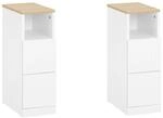 SoBuy 2er Set Nachttisch Schmal mit 2 Schubladen 20cm Breite Nischenschrank