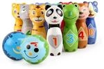 Relaxdays Kegelspiel f&uuml;r Kinder Kunststoff Schaumstoff Bunt mit Tierdesign 17...