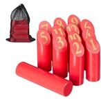 Relaxdays Wikingerspiel Kiefernholz Rot mit Tasche 43 cm x 30 cm