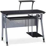 Relaxdays Computertisch Glas Metall Schwarz Ausziehbar 98 cm x 105 cm x 55 cm 22,5 kg