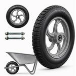 Relaxdays Sackkarrenrad 2er Set Vollgummi Stahl Schwarz Grau Pannensicher mit Achse
