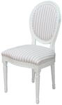 ebuy24 Rokoko Amaretta Esszimmerstuhl Antik Weiss Stoff Beige Gestreift