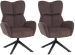 MCW 2er-Set Esszimmerstuhl Q54 Drehbar Metall Cord Dunkelbraun