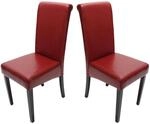 CHEFGASTRO Esszimmerstuhl 2er-Set99x41x60cm Sitzh&ouml;he 47cm Leder Rot Dunkle Beine