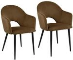 Svita Hailey 2er Set Esszimmerst&uuml;hle K&uuml;chen-Sessel Gepolstert Samt Braun
