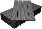 ECD Germany WPC Terrassenfliesen 60x30 cm 24er Spar Set Anthrazit in Holzoptik