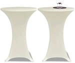 vidaXL 2 x Tischhusse f&uuml;r Stehtisch Stretchhusse &Oslash;80 cm Cremefarben