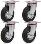 Wiltec Lenkrollen Set 4X Vollgummirad 125Mm Transportrolle 100Kg Metallfelge